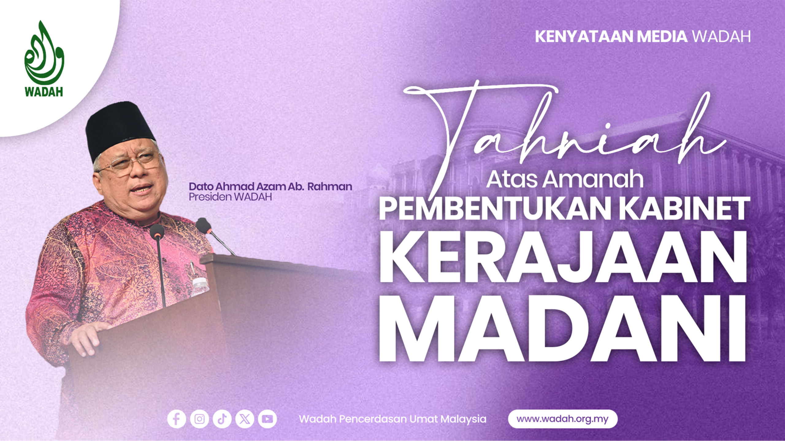 TAHNIAH kabinet kerajaan madani
